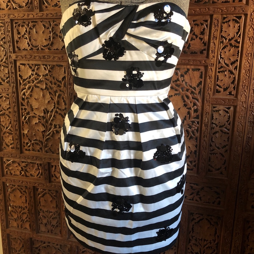 BCBG black and white silk dress. NWT size 0.